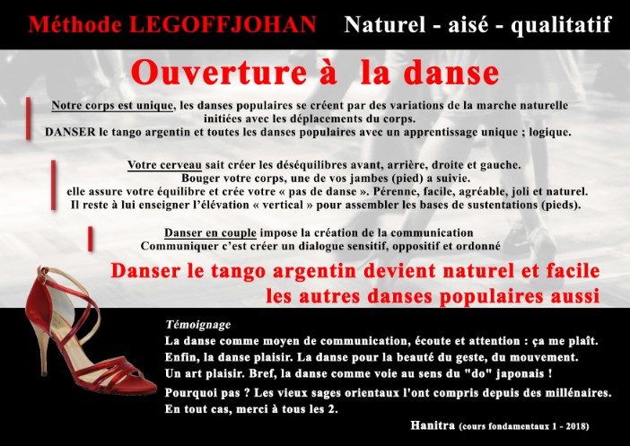 Ouverture à la danse enseignement naturellement unique avec le tango argentin